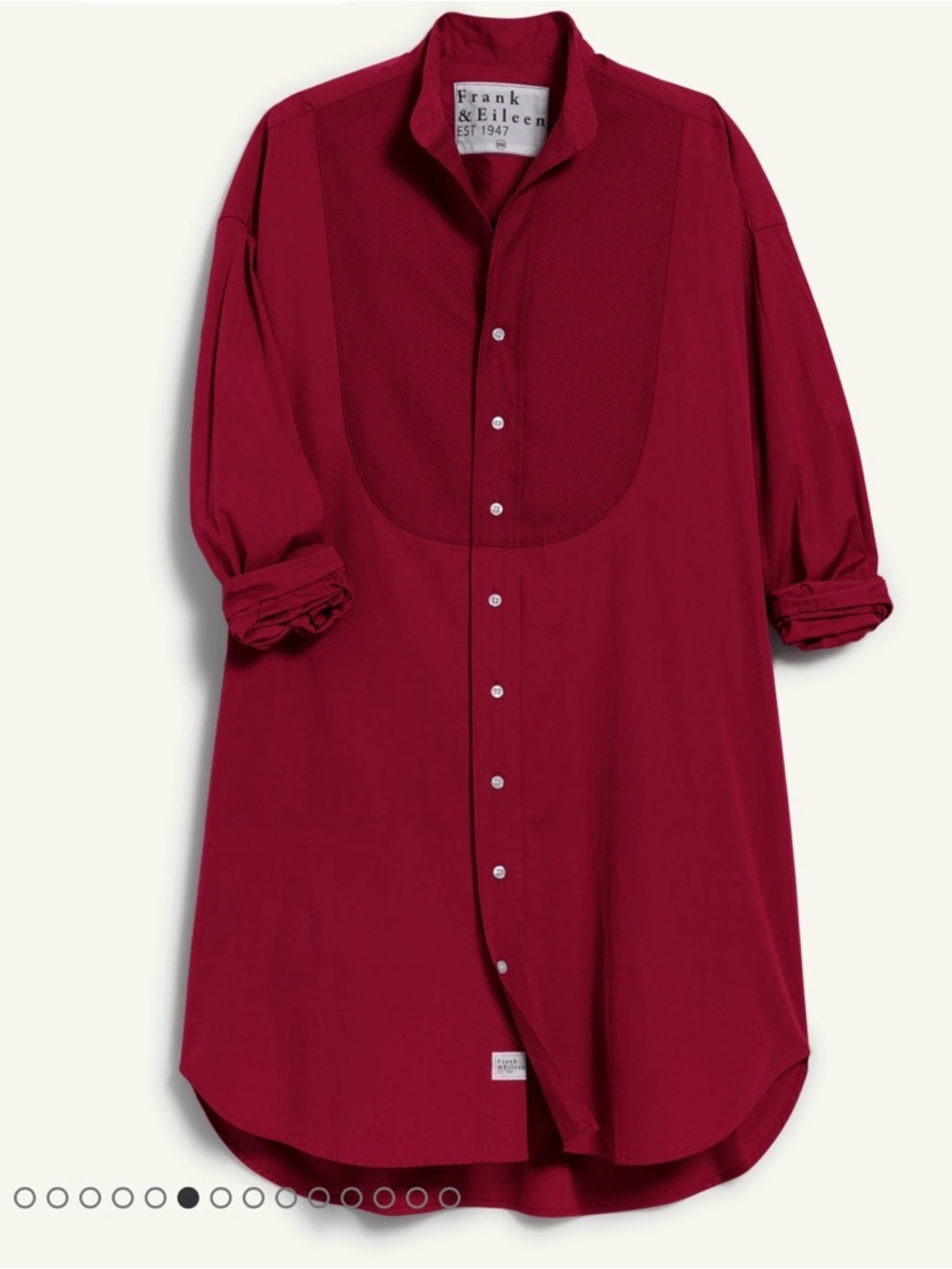 Frank & Eileen TORI Italian Tuxedo‎ Shirt Dress Superluxe Red Cotton Small